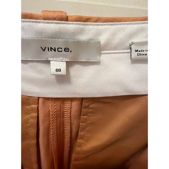 Vince Pleat Front Tapered Silky Pants Viscose Linen Women's Size 00 Luxury Money - Picture 7 of 8
